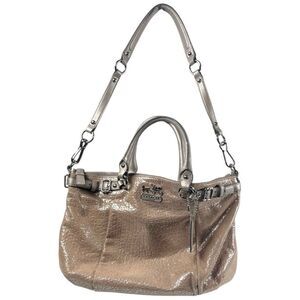 Coach 18931 Madison Sophia Gold Beige Embossed Metallic Leather Satchel Bag
